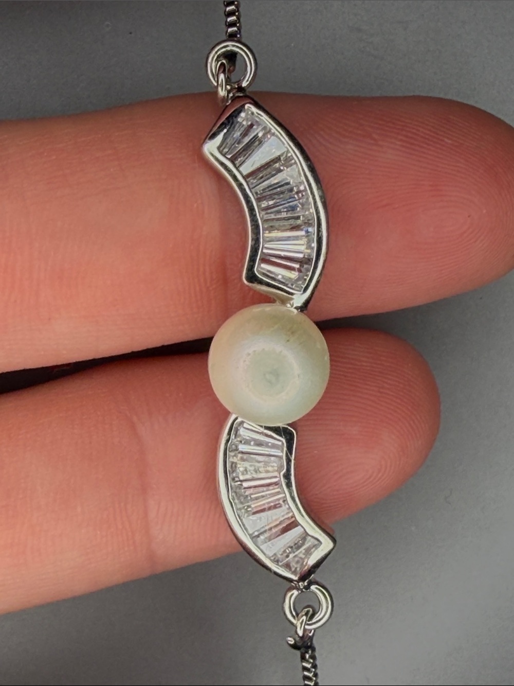 Silver Pearl and Crystal Bracelet
